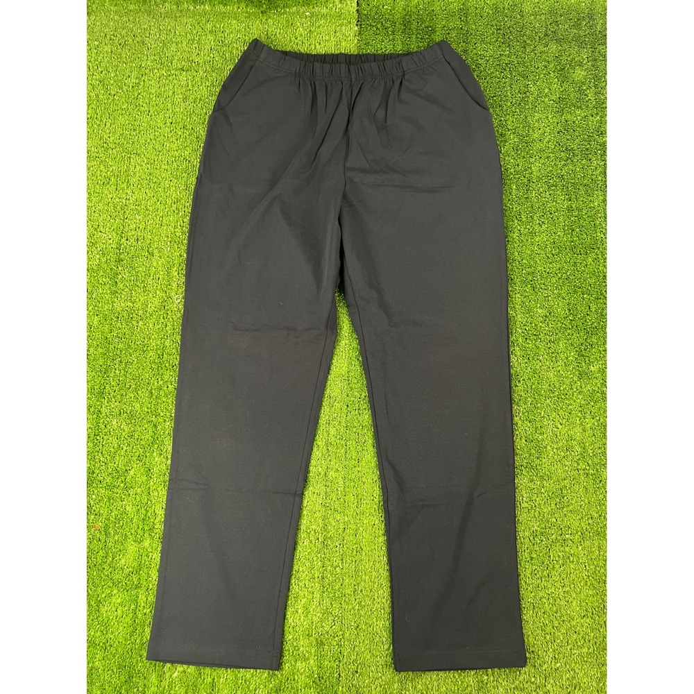 LL Bean Womens Blue Elastic Waist Straight Leg Pull On Pants Size L REG